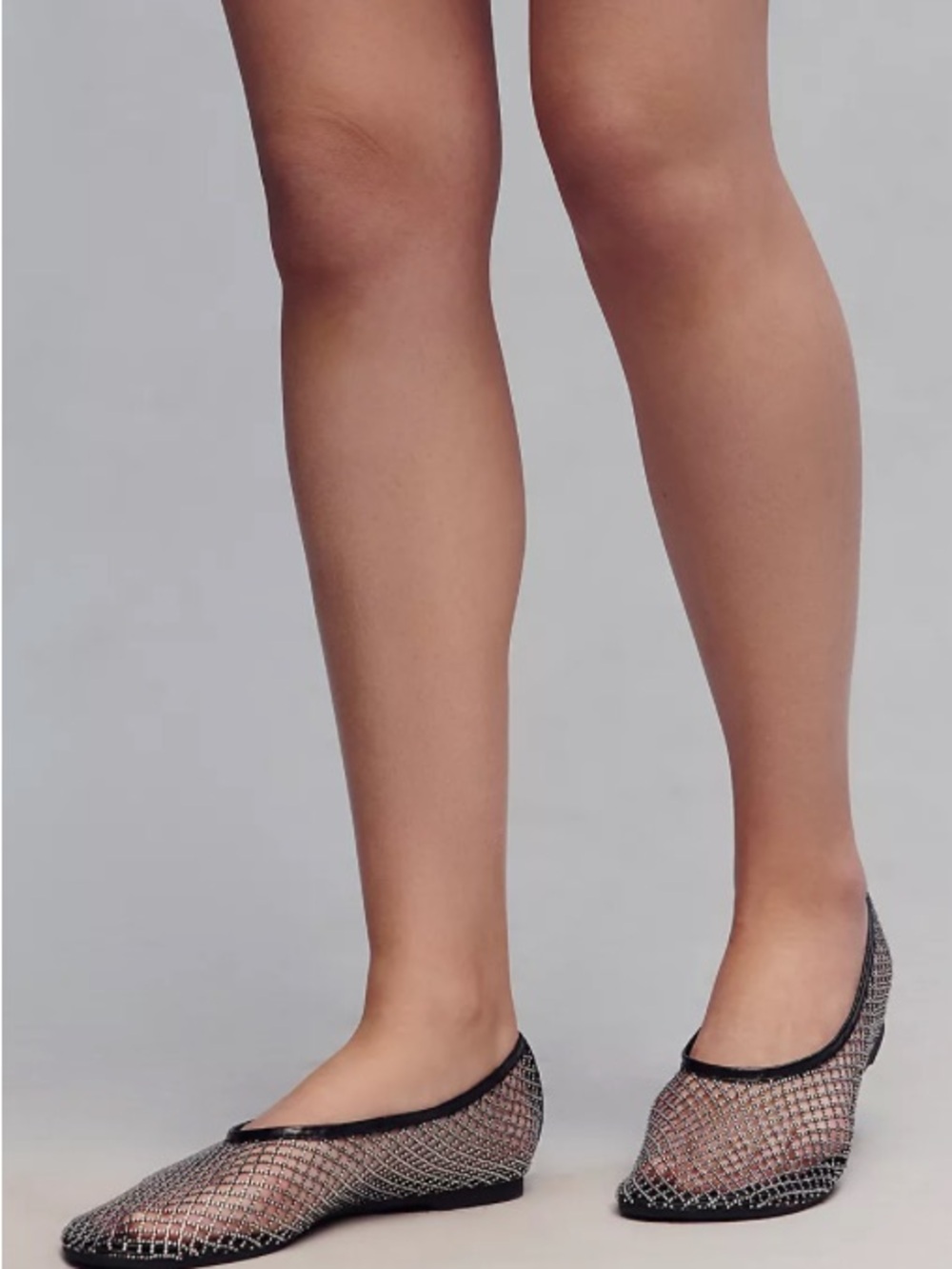 Lola Cruz Sequin Mesh Ballet Flats